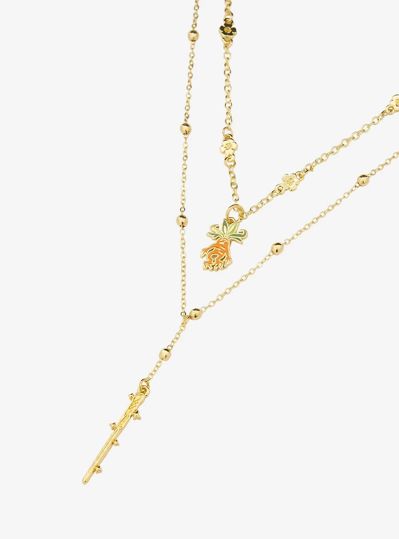 Harry Potter Mandrake and Wand Layered Necklace - BoxLunch Exclusive