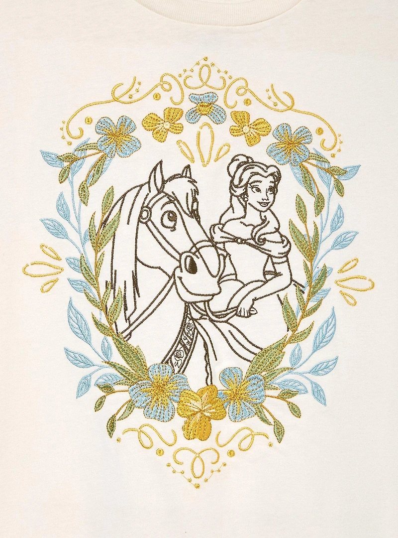 Disney Beauty and the Beast Belle & Phillipe Floral Women's T-Shirt — BoxLunch Exclusive