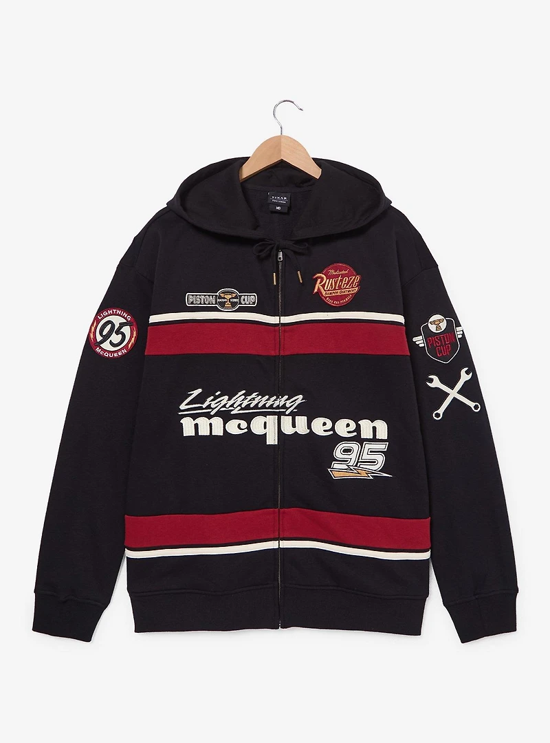 Disney Pixar Cars Lightning McQueen Patches Zip Hoodie — BoxLunch Exclusive