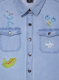 Disney Pixar A Bug's Life Embroidered Women's Long Sleeve Button-Up — BoxLunch Exclusive