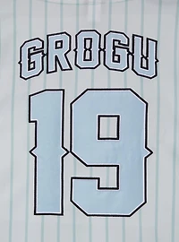 Star Wars The Mandalorian Grogu Women's Plus Cropped Striped Baseball Jersey - BoxLunch Exclusive