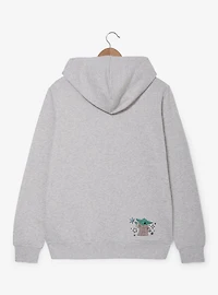 Star Wars The Mandalorian Grogu & Frogs Embroidered Zippered Hoodie - BoxLunch Exclusive
