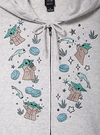 Star Wars The Mandalorian Grogu & Frogs Embroidered Zippered Hoodie - BoxLunch Exclusive