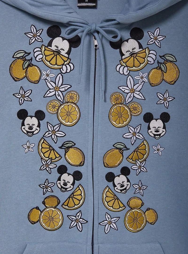 Disney Mickey Mouse Lemons Embroidered Women's Zippered Hoodie - BoxLunch Exclusive
