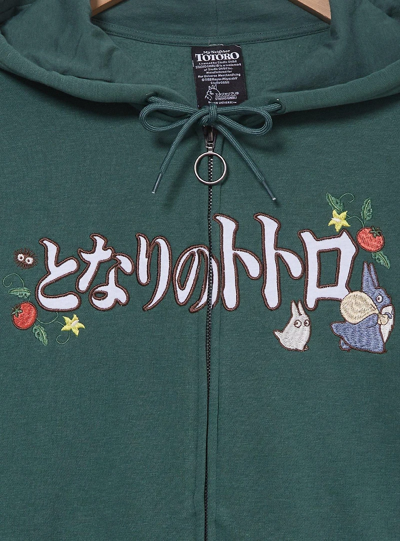 Studio Ghibli® My Neighbor Totoro Veggies Embroidered Women's Plus Cropped Zippered Hoodie - BoxLunch Exclusive