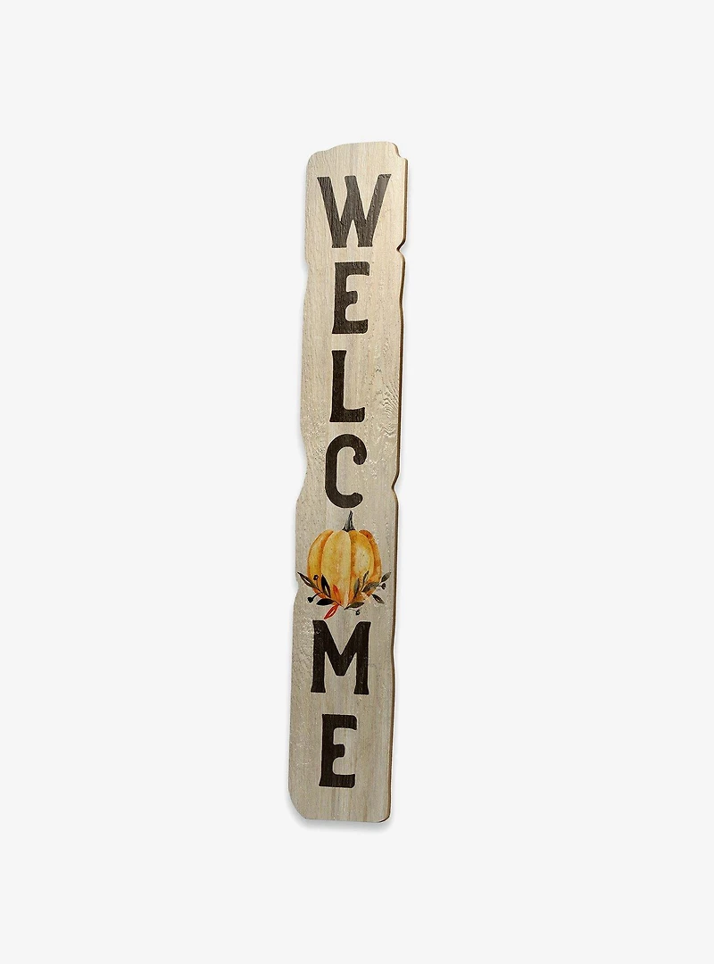Welcome Fall Pumpkin Vertical Porch Leaner Wood Wall Decor