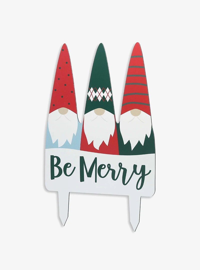 Be Merry Gnomes Christmas Metal Yard Stake