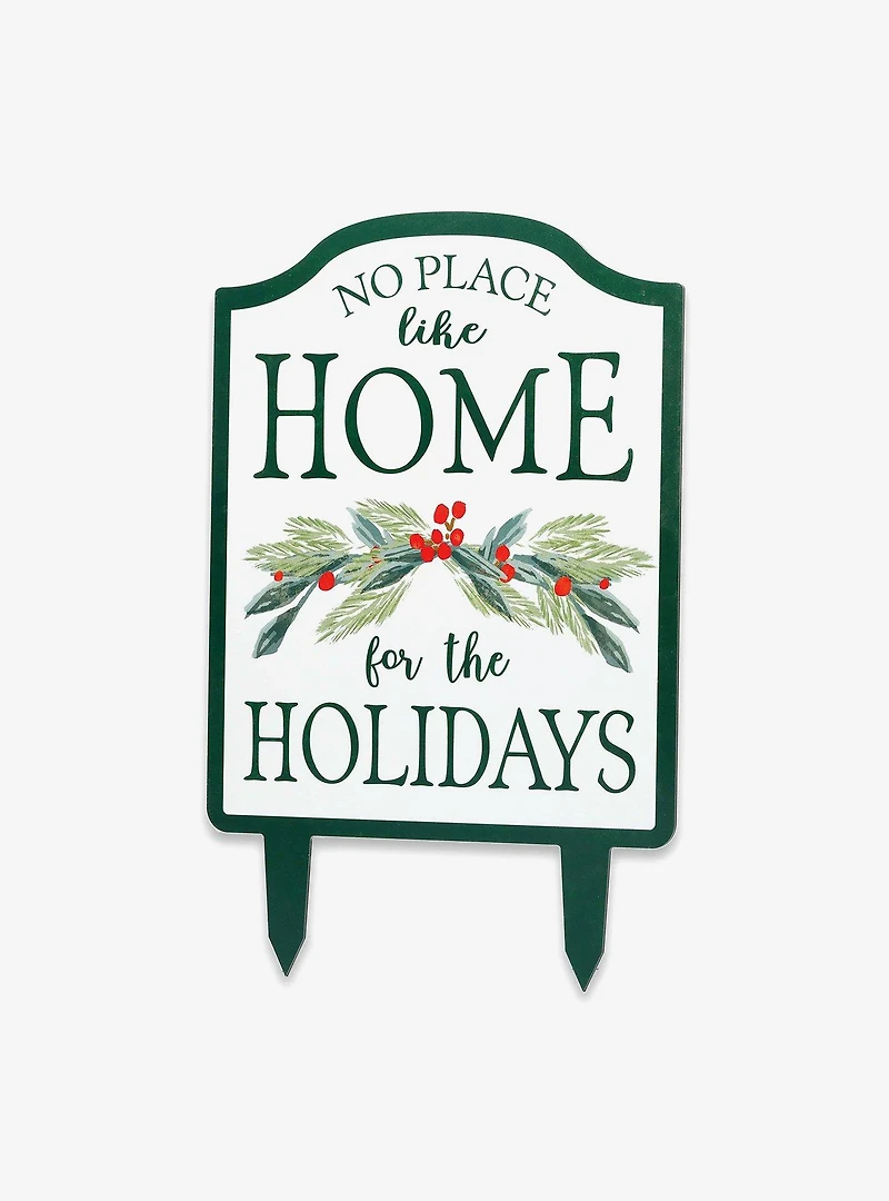 Home For The Holidays Christmas Holly Metal Yard Stake