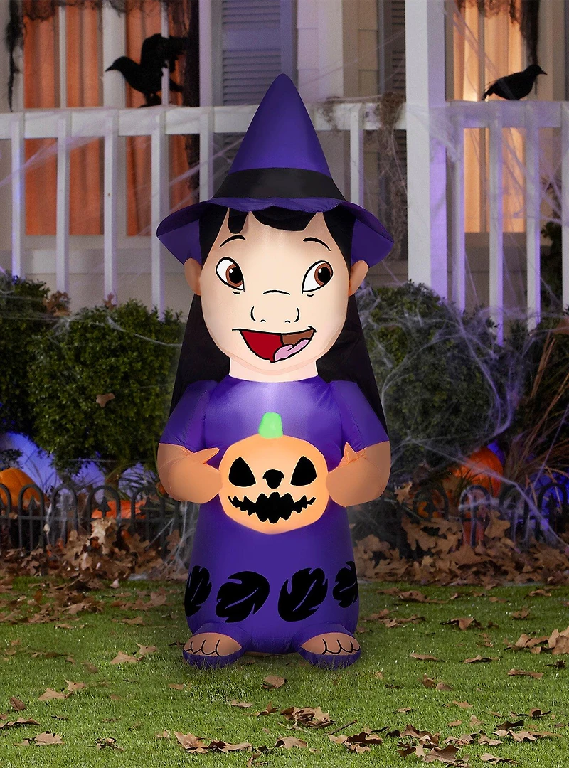 Disney Lilo and Stitch Lilo with Witch Hat and Pumpkin Airblown Inflatable