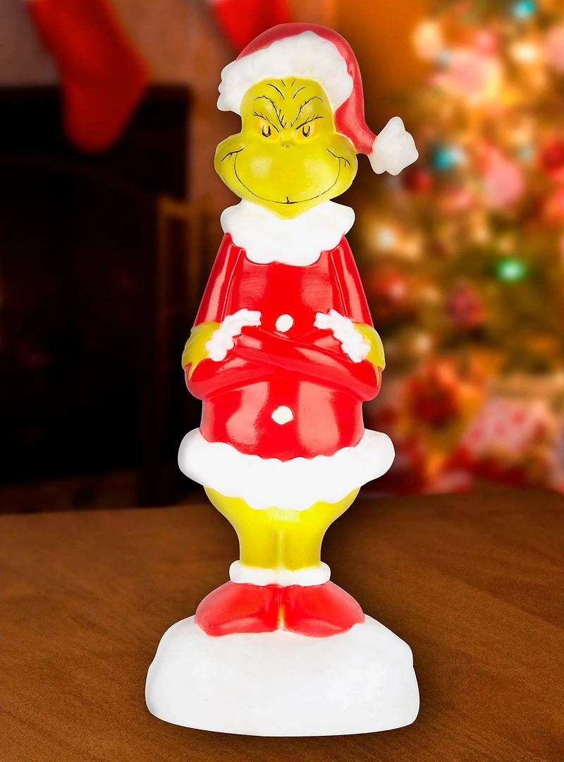 Dr. Seuss How The Grinch Stole Christmas Grinch with Santa Suit Lighted Blow Mold Outdoor Decor