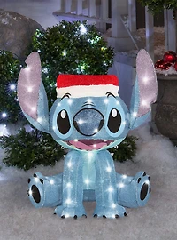 Disney Lilo and Stitch Stitch with Santa Hat Lighted Tinsel Sculpture
