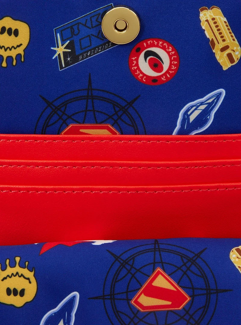 Loungefly DC Comics Supergirl Patches Crossbody Sling Bag with Krypto Coin Purse