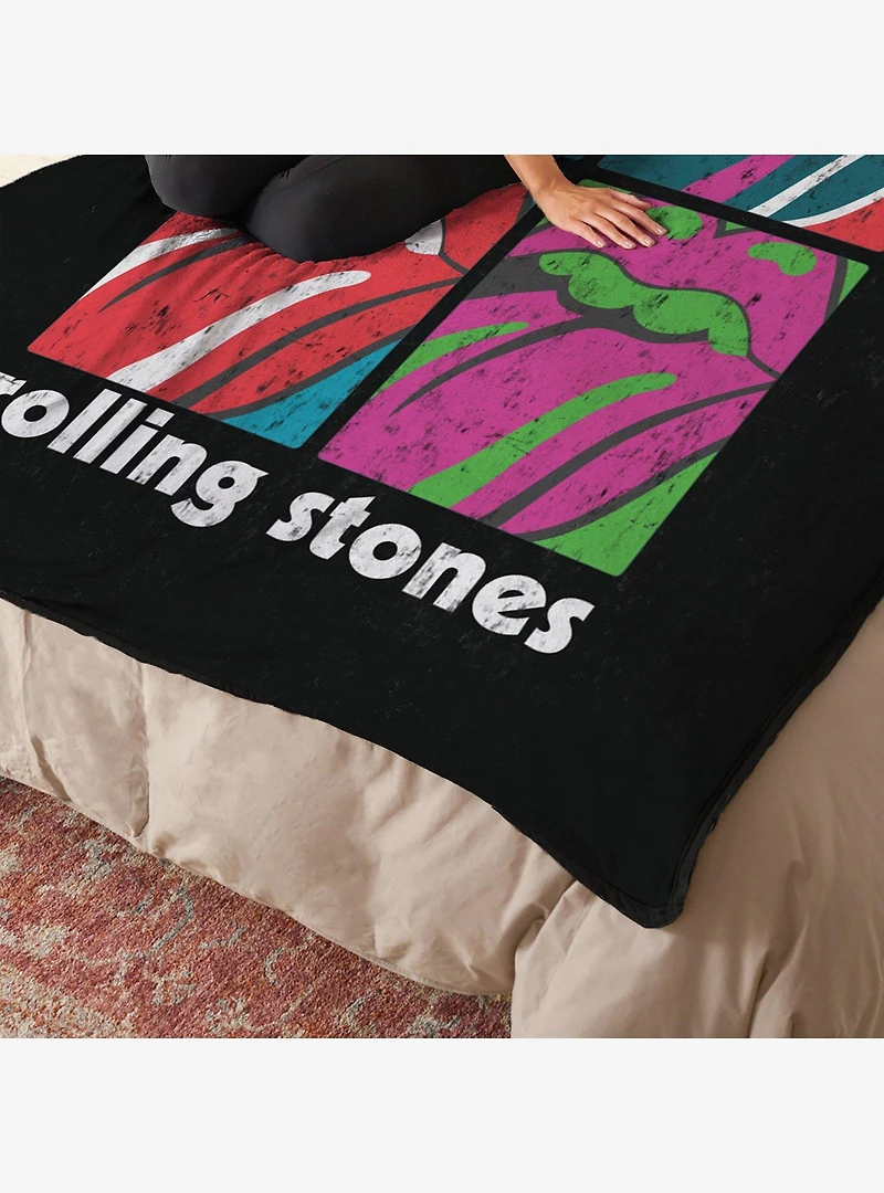 The Rolling Stones Multi Tongues Cloud Touch Throw Blanket