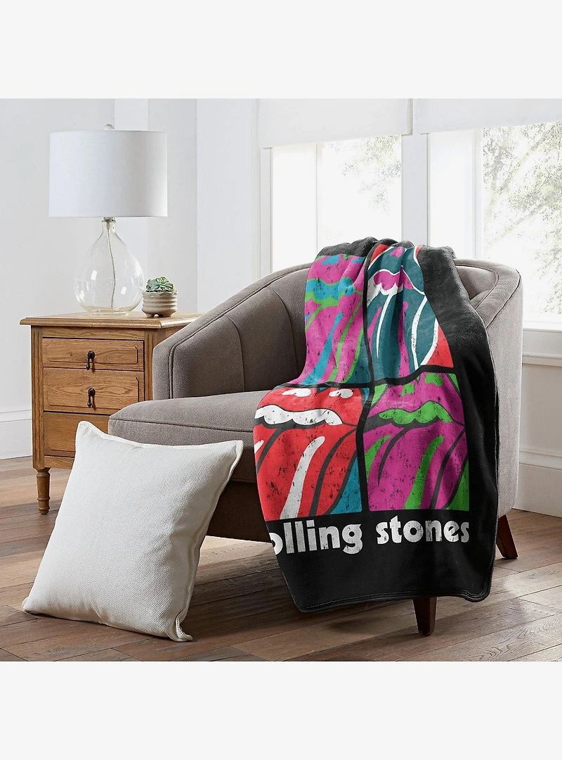 The Rolling Stones Multi Tongues Cloud Touch Throw Blanket