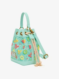 Loungefly Disney Mickey & Minnie Fruit Pool Floats Allover Print Bucket Crossbody Bag