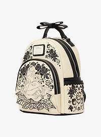 Loungefly Disney Alice in Wonderland Black & White Floral Mini Backpack