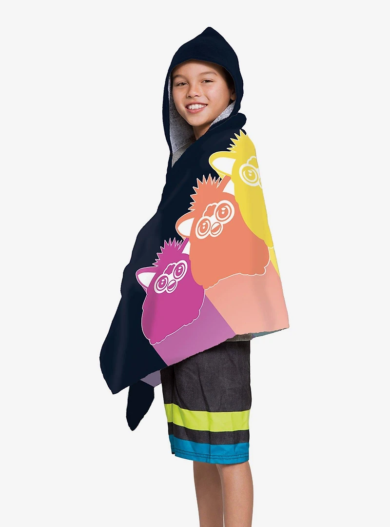 Furby Retro Rainbow Youth Hooded Towel