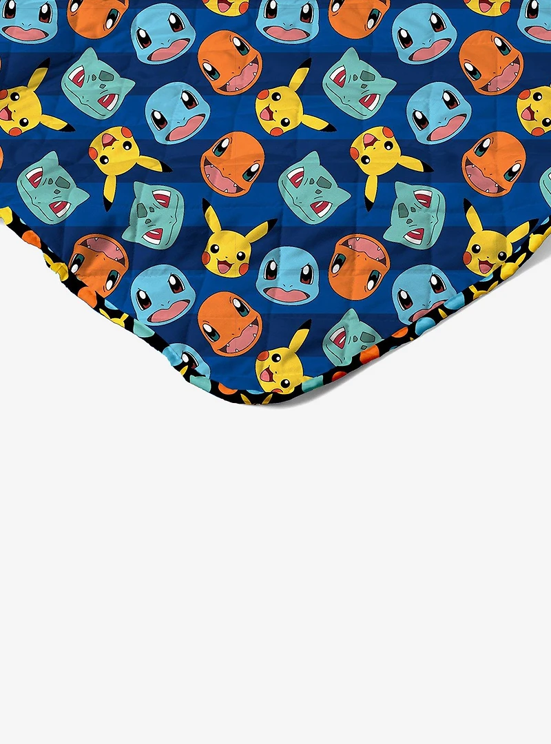 Pokémon Striped Favorites Twin Quilted Blanket