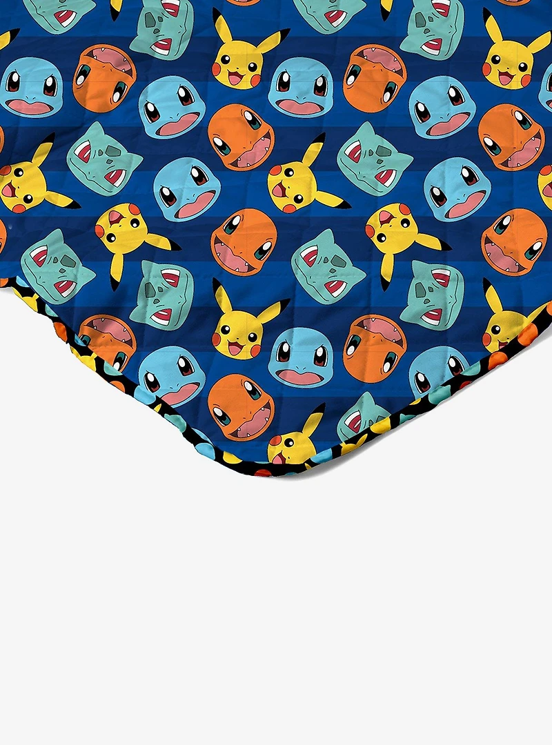 Pokémon Striped Favorites Full/Queen Quilted Blanket