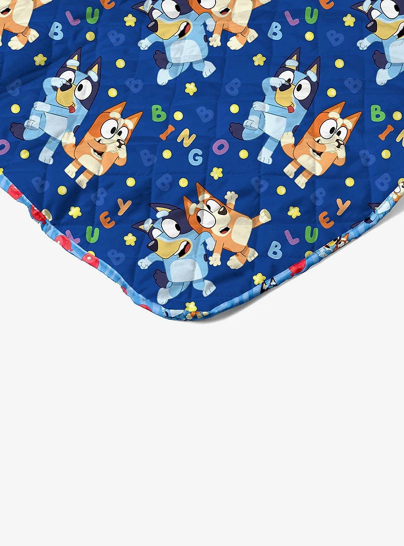 Bluey Goofing Around Quilted Throw Blanket