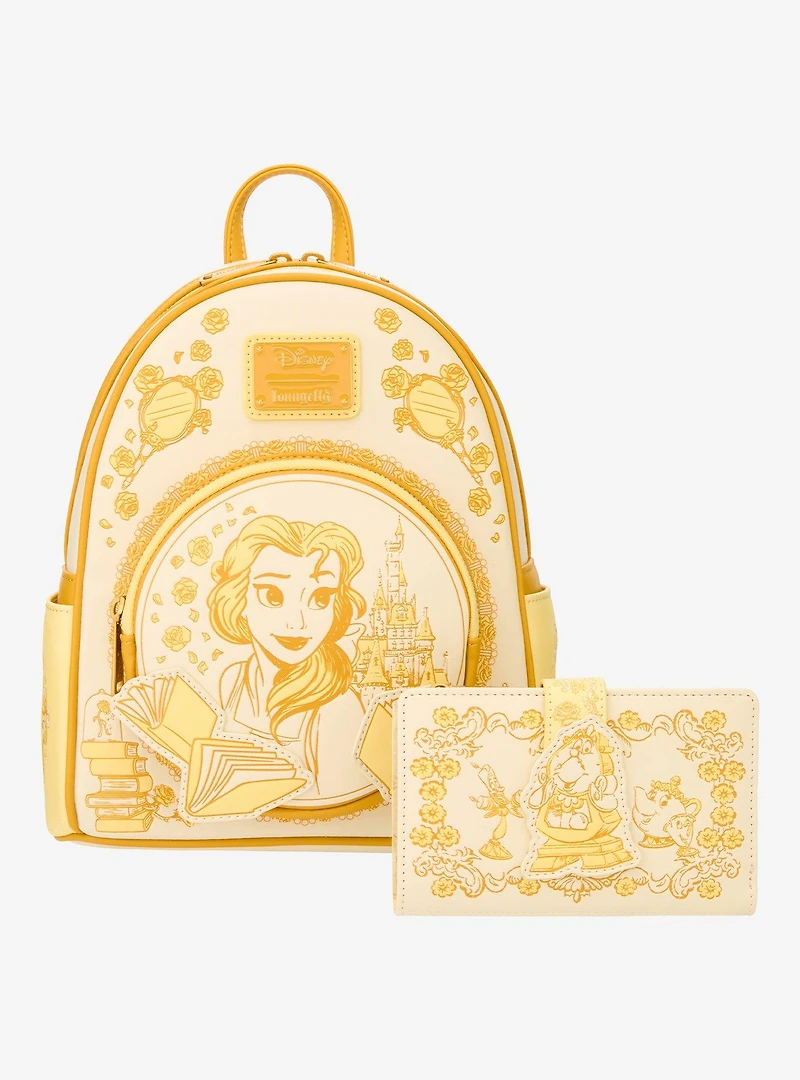 Loungefly Beauty and the Beast Cogsworth & Friends Tonal Sketch Portrait Mini Backpack - BoxLunch Exclusive
