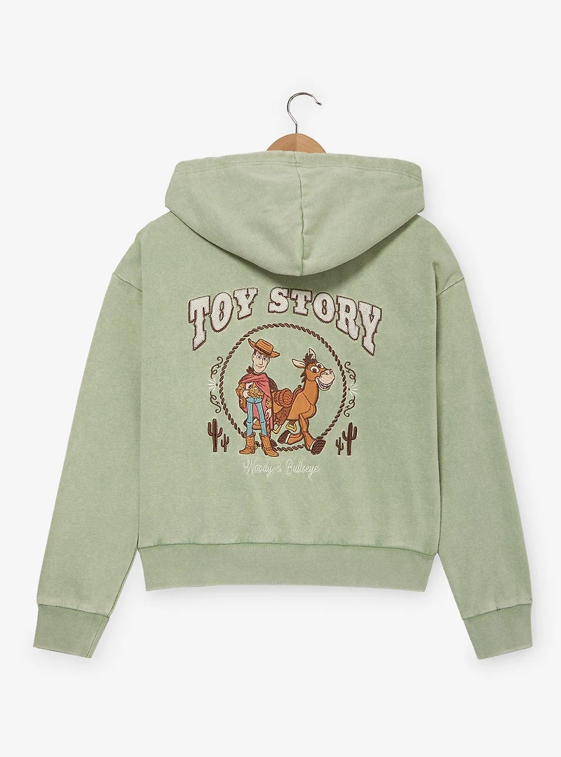 Disney Pixar Toy Story Woody & Bullseye Women's Cropped Zippered Hoodie - BoxLunch Exclusive