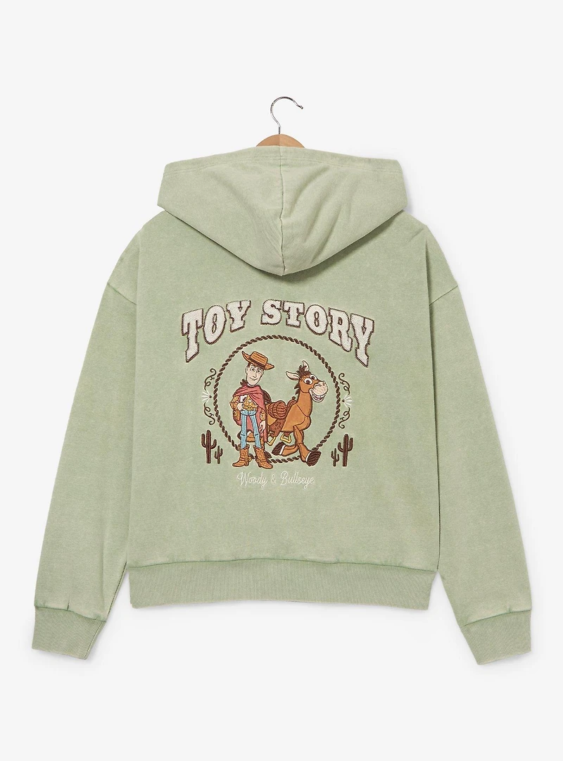 Disney Pixar Toy Story Woody & Bullseye Women's Plus Cropped Zippered Hoodie - BoxLunch Exclusive