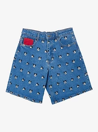 Disney Mickey Mouse Allover Print Women's Plus Jean Shorts - BoxLunch Exclusive