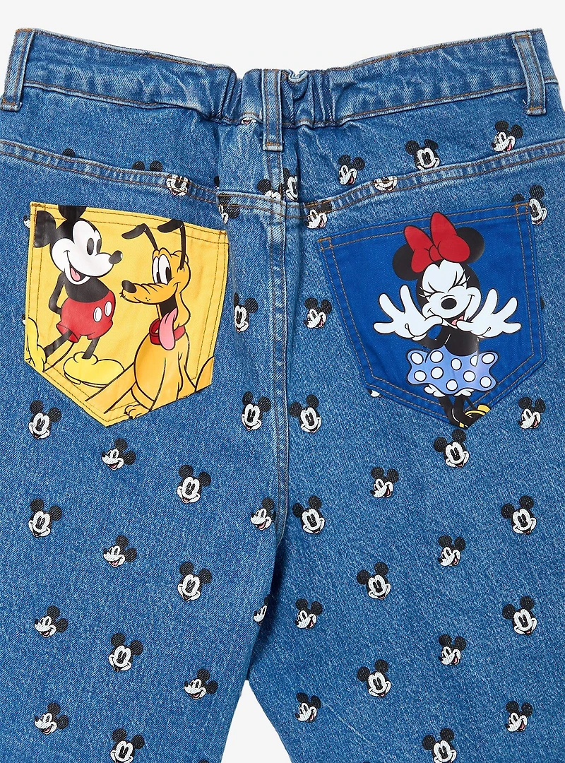 Disney Mickey Mouse Allover Print Women's Plus Jean Shorts - BoxLunch Exclusive