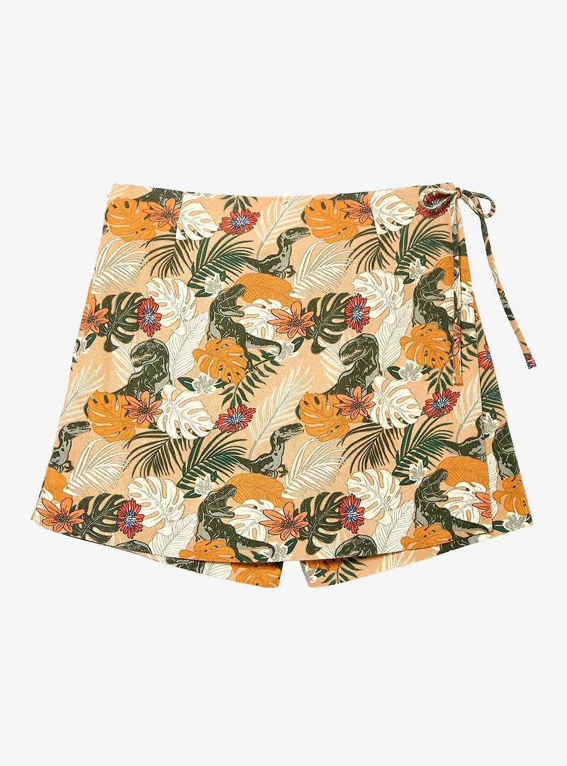 Jurassic Park Dinosaur Foliage Allover Print Linen Skort - BoxLunch Exclusive