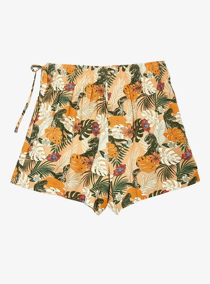 Jurassic Park Dinosaur Foliage Allover Print Linen Skort - BoxLunch Exclusive