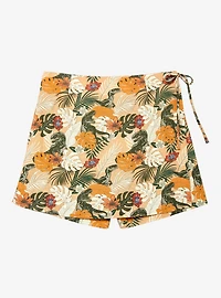 Jurassic Park Dinosaur Foliage Allover Print Plus Linen Skort - BoxLunch Exclusive