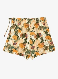 Jurassic Park Dinosaur Foliage Allover Print Plus Linen Skort - BoxLunch Exclusive