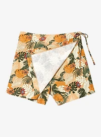 Jurassic Park Dinosaur Foliage Allover Print Plus Linen Skort - BoxLunch Exclusive