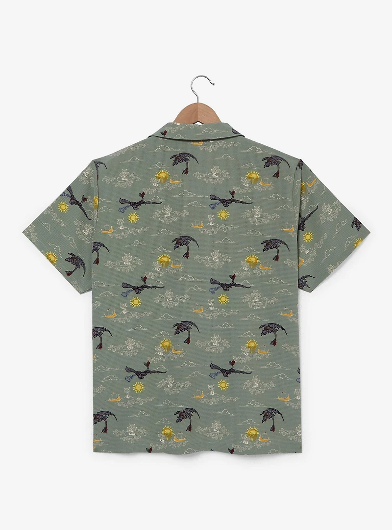 DreamWorks How To Train Your Dragon Toothless Clouds Allover Print Woven Button-Up - BoxLunch Exclusive