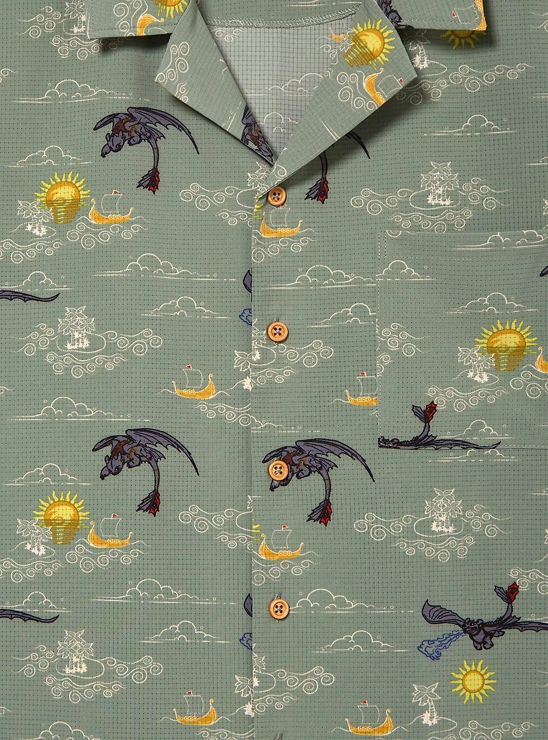 DreamWorks How To Train Your Dragon Toothless Clouds Allover Print Woven Button-Up - BoxLunch Exclusive