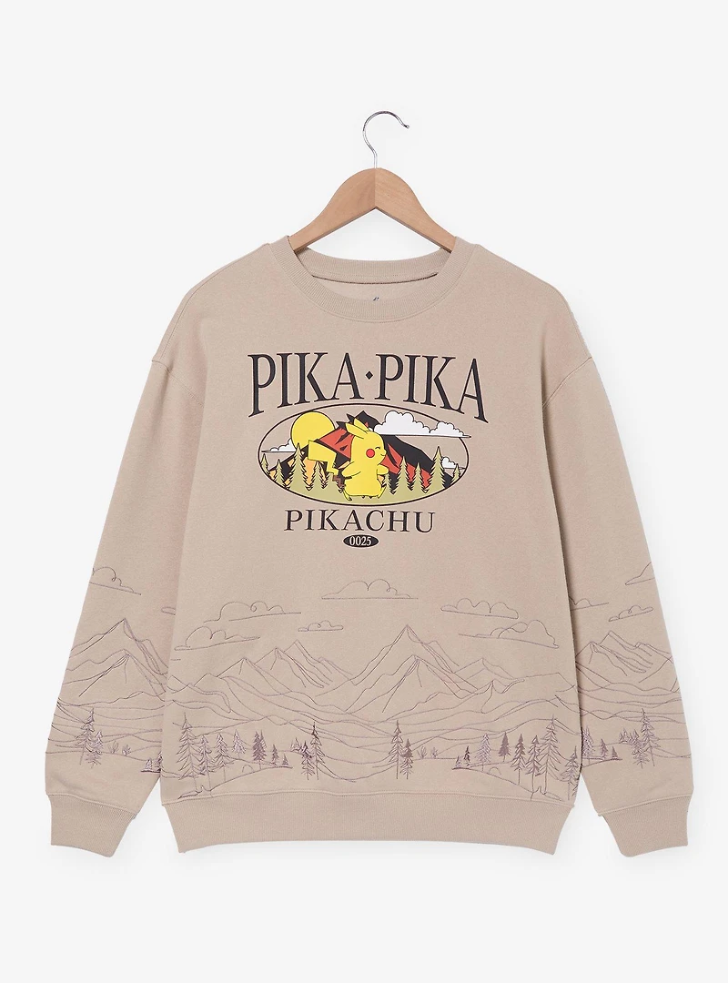 Pokémon Pikachu Embroidered Mountain Range Crewneck - BoxLunch Exclusive