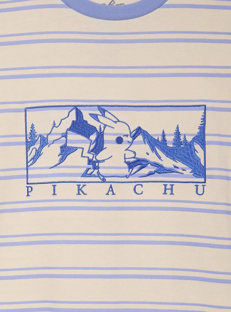 Pokémon Pikachu Embroidered Panel Striped T-Shirt - BoxLunch Exclusive