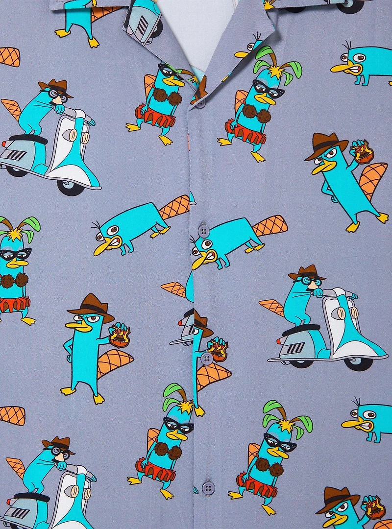 Disney Phineas and Ferb Perry Disguises Allover Print Woven Button Up - BoxLunch Exclusive