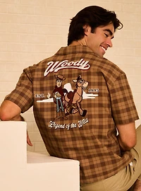 Disney Pixar Toy Story Woody Plaid Mechanic Woven T-Shirt - BoxLunch Exclusive