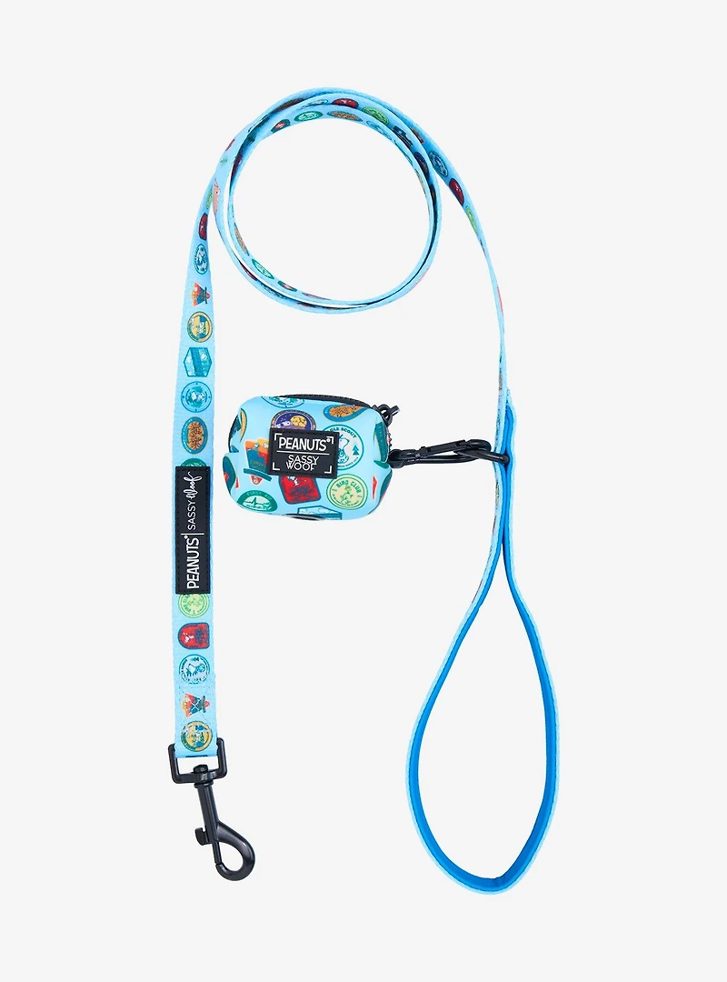 Sassy Woof Peanuts Camp Snoopy Leash & Waste Bag Holder Set