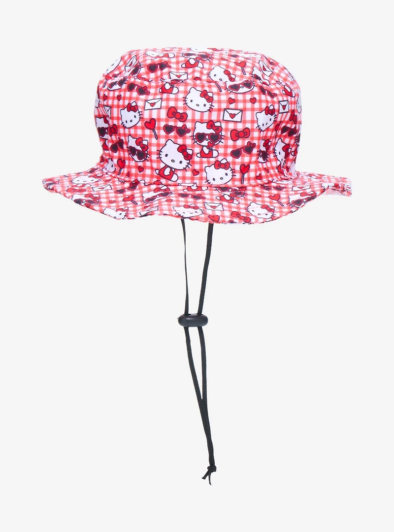 Sassy Woof Sanrio Hello Kitty Gingham Medium Pet Bucket Hat