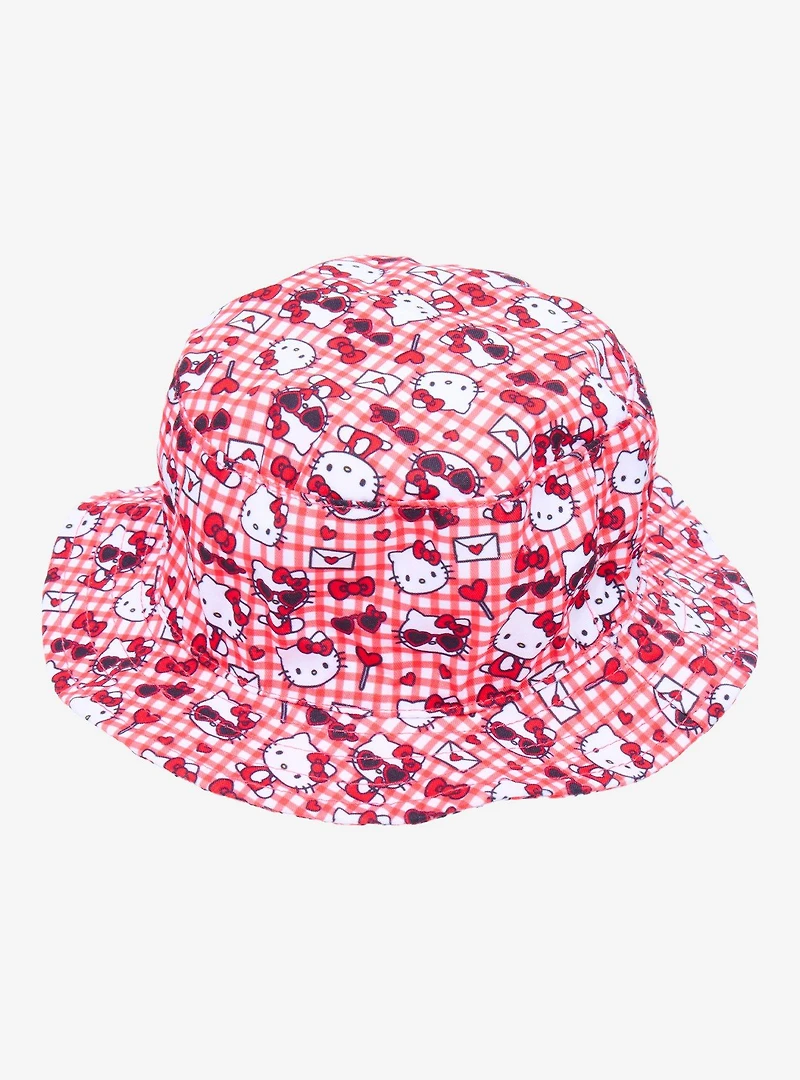 Sassy Woof Sanrio Hello Kitty Gingham Medium Pet Bucket Hat