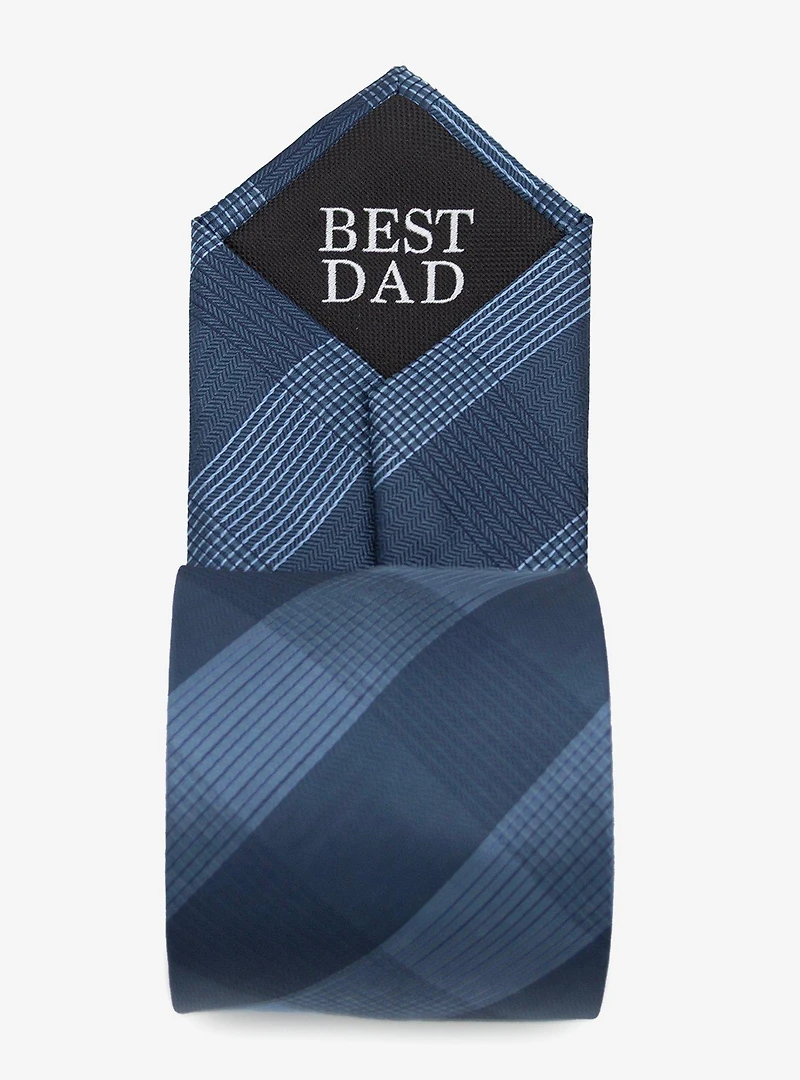 Best Dad Plaid Dark Blue Men's Tie