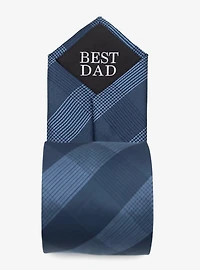 Best Dad Plaid Dark Blue Men's Tie