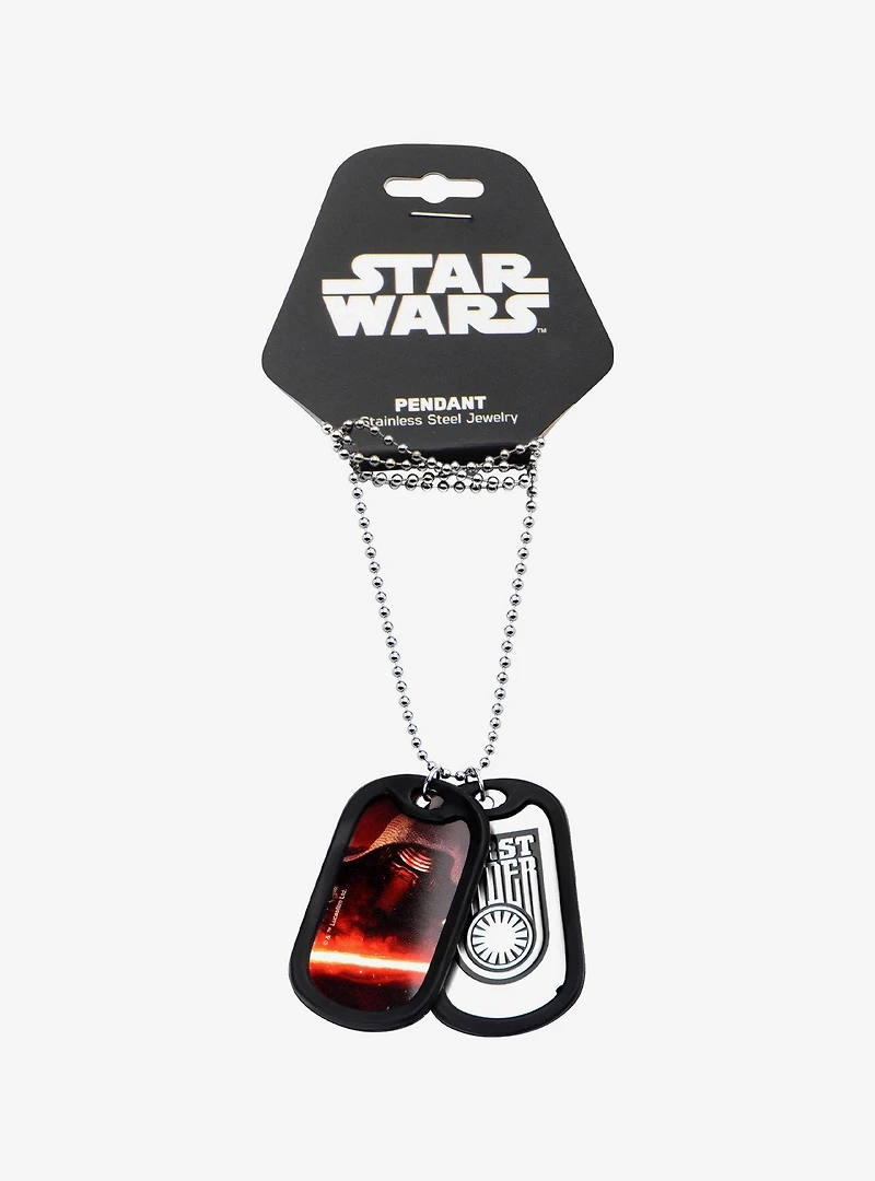 Star Wars Episode 7 First Order Kylo Ren Rubber Silencer Double Dog Tag Pendant Necklace