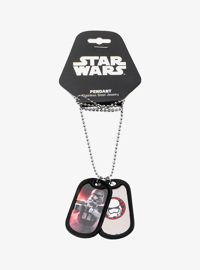 Star Wars Episode 7 Stormtrooper Rubber Silencer Double Dog Tag Pendant Necklace