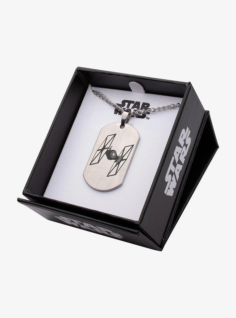 Star Wars Episode 7 Tie Fighter Laser Etched Dog Tag Pendant Necklace