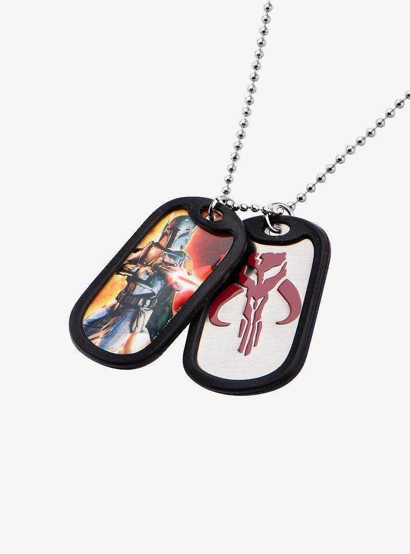 Star Wars Boba Fett Rubber Silencer Double Dog Tag Pendant Necklace