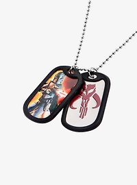 Star Wars Boba Fett Rubber Silencer Double Dog Tag Pendant Necklace